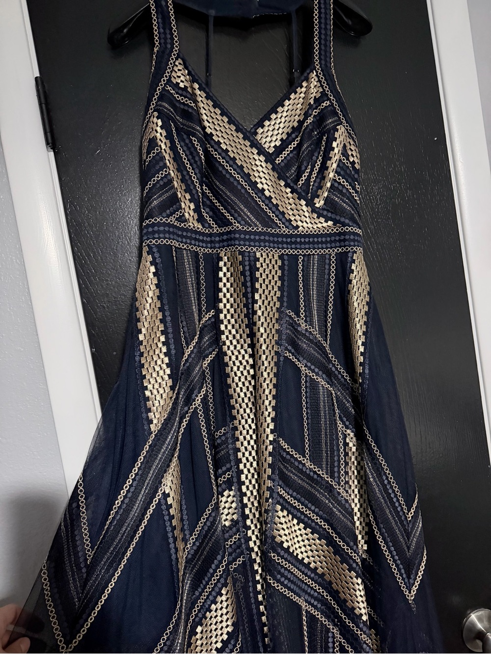 BCBGMaxazria Metallic Hankerchief Dress - Picture 4 of 8